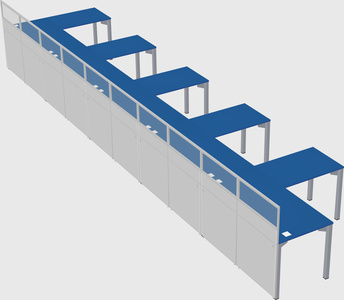 Shared l-shaped cubicle