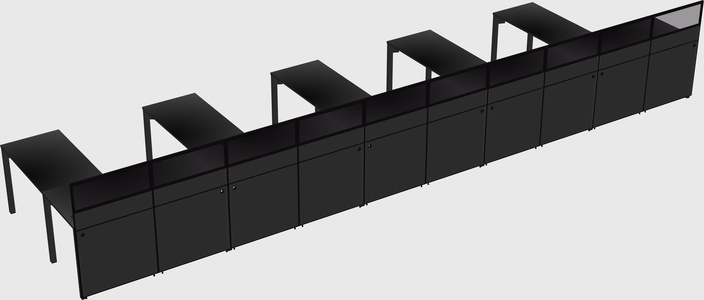 Shared l-shaped cubicle