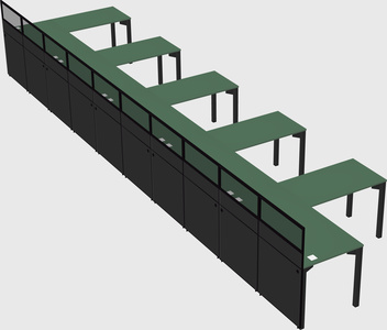 Shared l-shaped cubicle