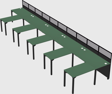 Shared l-shaped cubicle