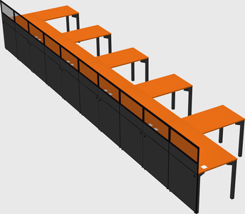 Shared l-shaped cubicle