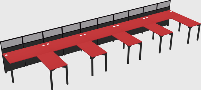 Shared l-shaped cubicle