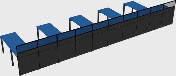 Shared l-shaped cubicle