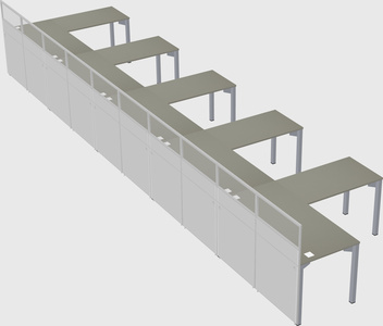 Shared l-shaped cubicle