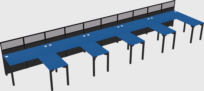 Shared l-shaped cubicle