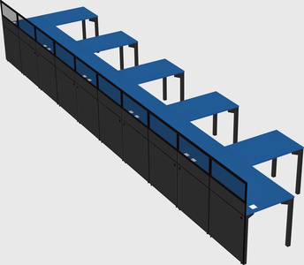 Shared l-shaped cubicle