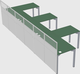 Shared l-shaped cubicle