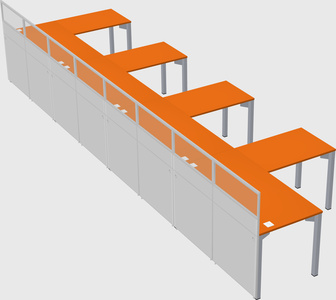 Shared l-shaped cubicle