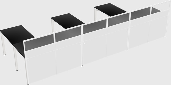 Shared l-shaped cubicle