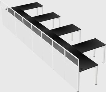 Shared l-shaped cubicle