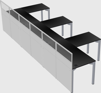 Shared l-shaped cubicle