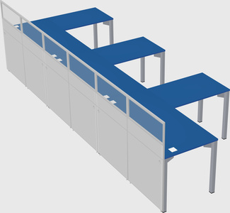 Shared l-shaped cubicle