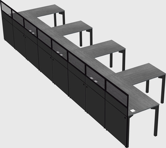 Shared l-shaped cubicle
