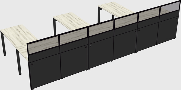 Shared l-shaped cubicle