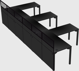 Shared l-shaped cubicle