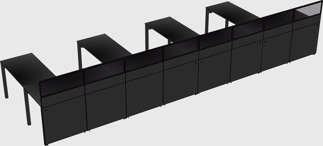 Shared l-shaped cubicle