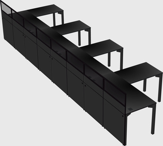 Shared l-shaped cubicle