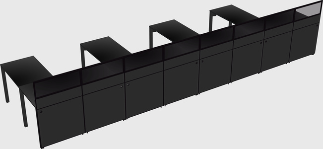 Shared l-shaped cubicle