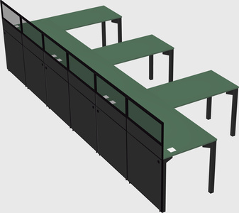 Shared l-shaped cubicle