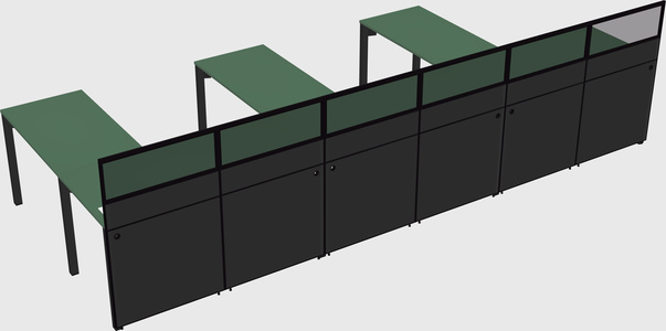 Shared l-shaped cubicle