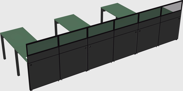 Shared l-shaped cubicle