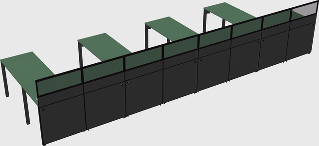 Shared l-shaped cubicle