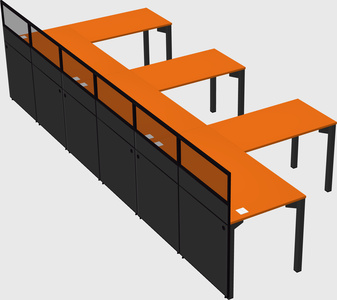 Shared l-shaped cubicle