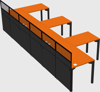 Shared l-shaped cubicle