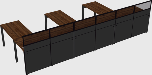 Shared l-shaped cubicle