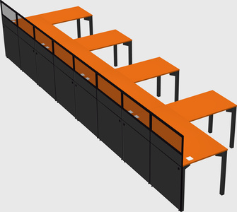 Shared l-shaped cubicle