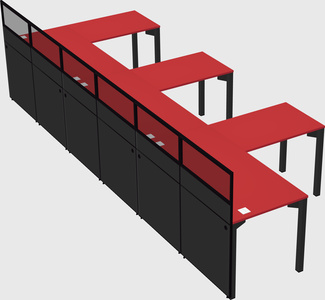 Shared l-shaped cubicle