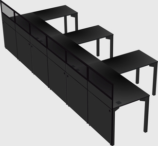 Shared l-shaped cubicle