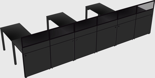 Shared l-shaped cubicle