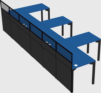 Shared l-shaped cubicle