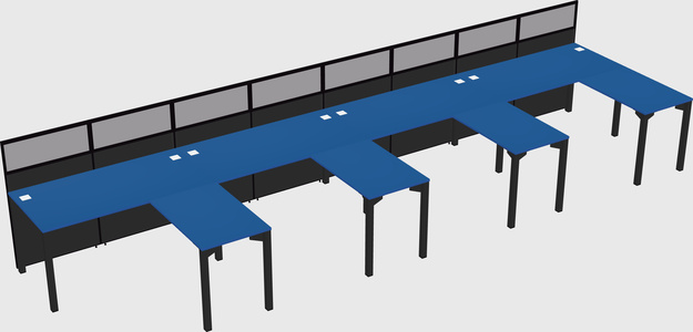 Shared l-shaped cubicle