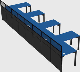 Shared l-shaped cubicle