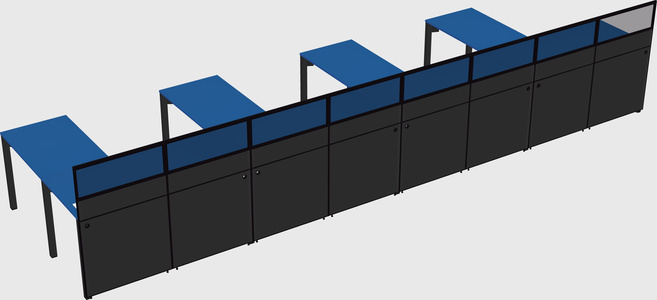 Shared l-shaped cubicle
