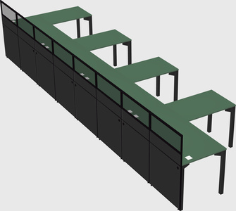 Shared l-shaped cubicle
