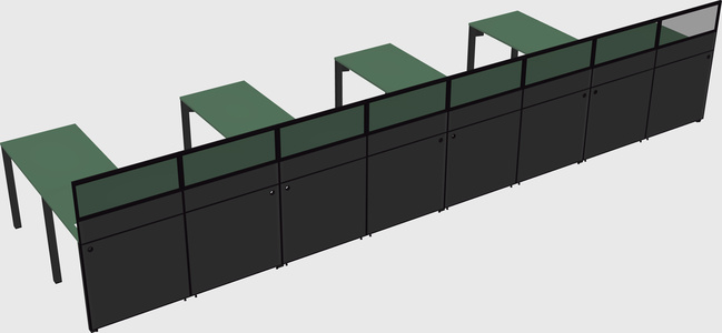 Shared l-shaped cubicle
