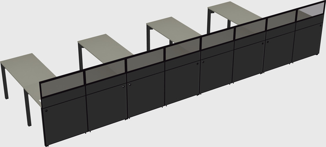 Shared l-shaped cubicle