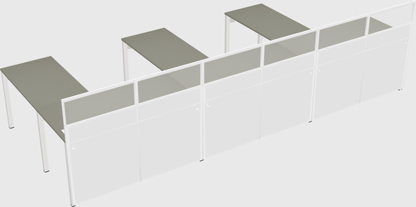 Shared l-shaped cubicle