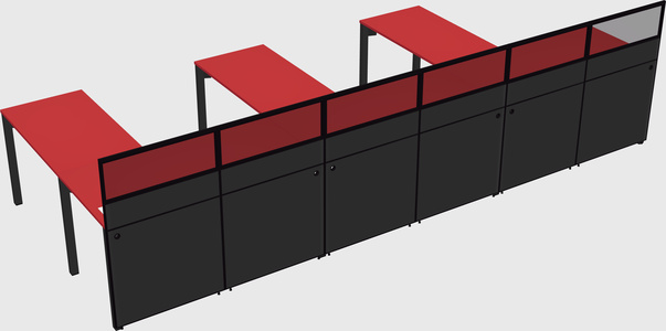 Shared l-shaped cubicle