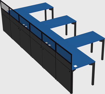 Shared l-shaped cubicle