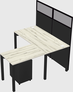 Shared l-shaped cubicle