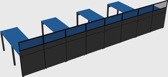 Shared l-shaped cubicle