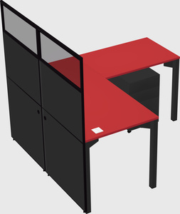 Shared l-shaped cubicle