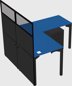 Shared l-shaped cubicle