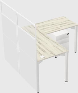Shared l-shaped cubicle