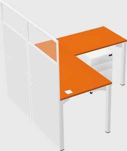 Shared l-shaped cubicle