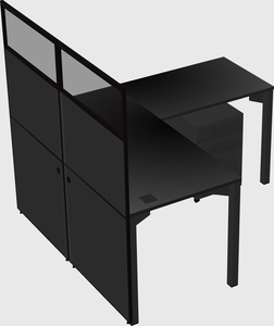 Shared l-shaped cubicle
